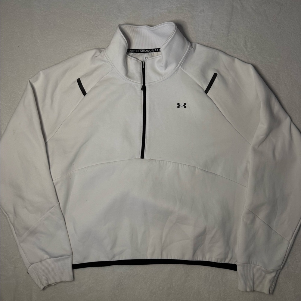 Under Armour White Half-Zip Pullover with Black Trim